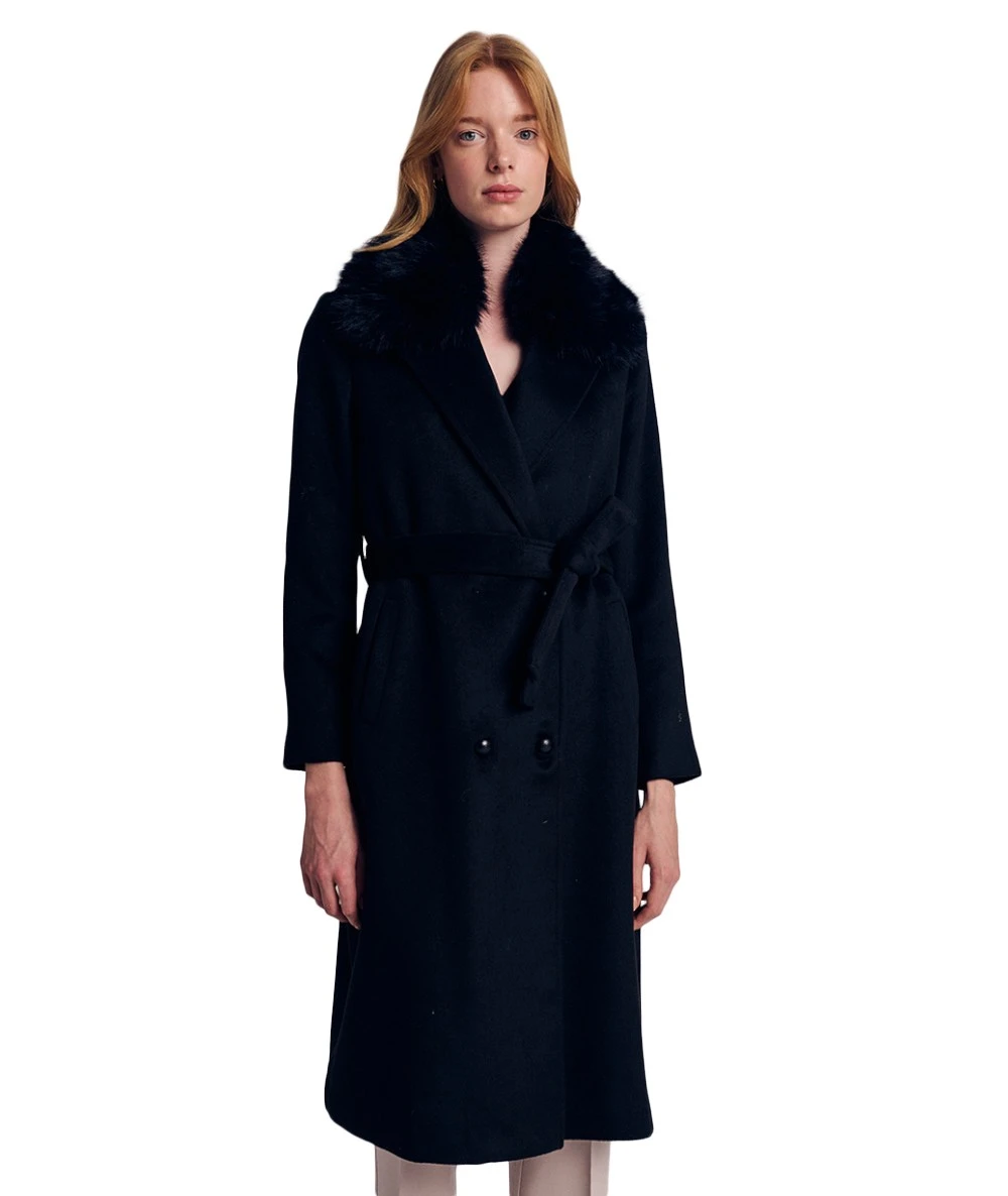 FOREL Women's Coat With Ecological Fur On The Collar. 2