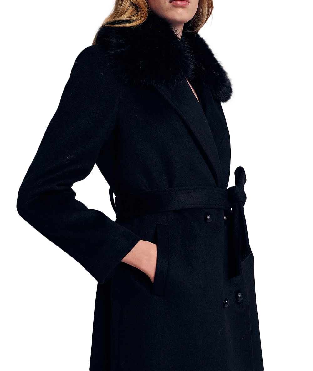 FOREL Women's Coat With Ecological Fur On The Collar. 4