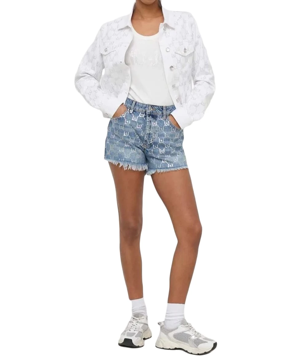 LIU JO Γυναικείο  ζιν μπουφάν με λογότυπο και στρας. 2