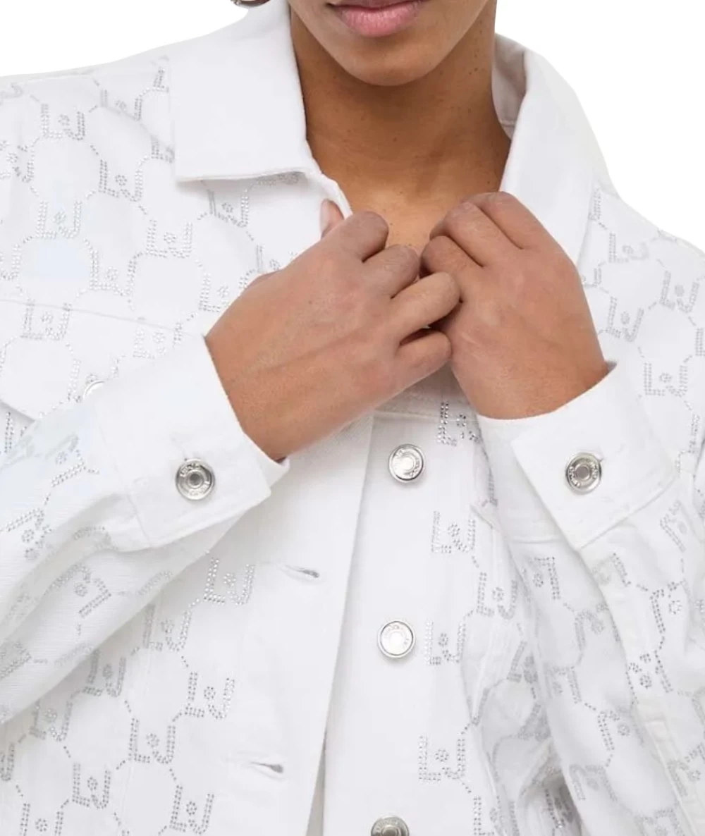 LIU JO Γυναικείο  ζιν μπουφάν με λογότυπο και στρας. 4