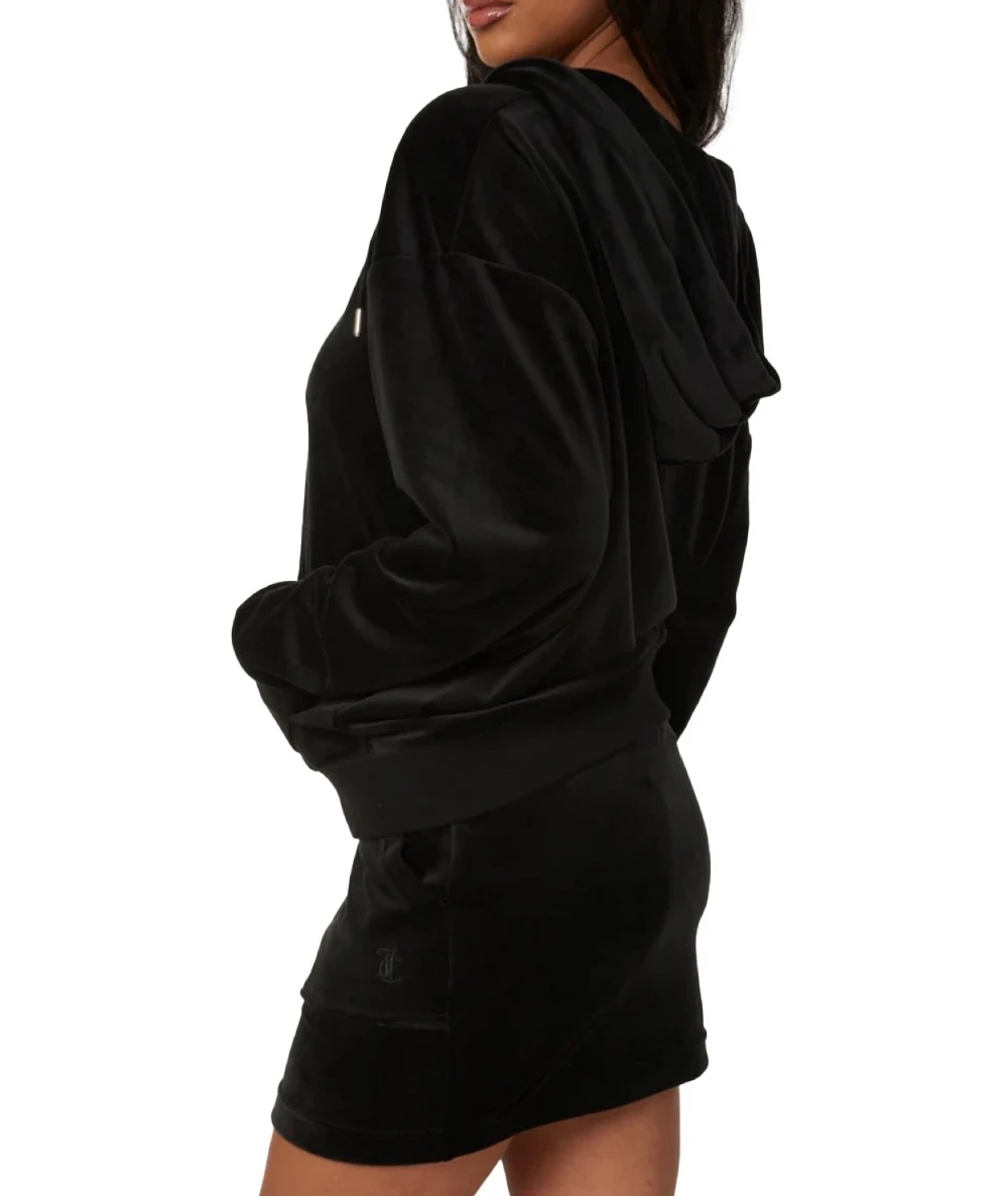 Juicy Couture Oversize Μακριά Γυναικεία Ζακέτα Βελουτέ με Κουκούλα 4