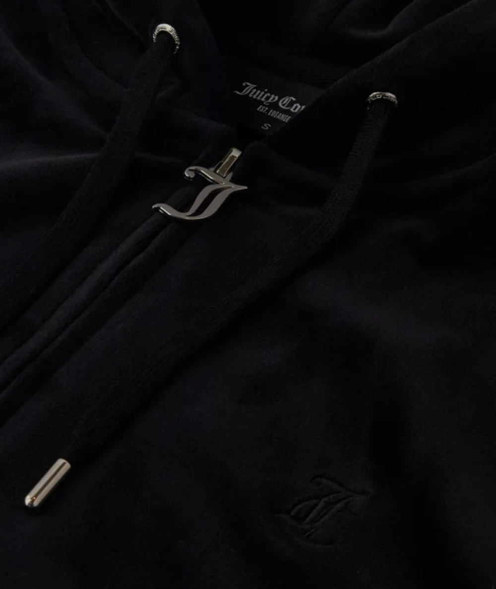 Juicy Couture Oversize Μακριά Γυναικεία Ζακέτα Βελουτέ με Κουκούλα 5