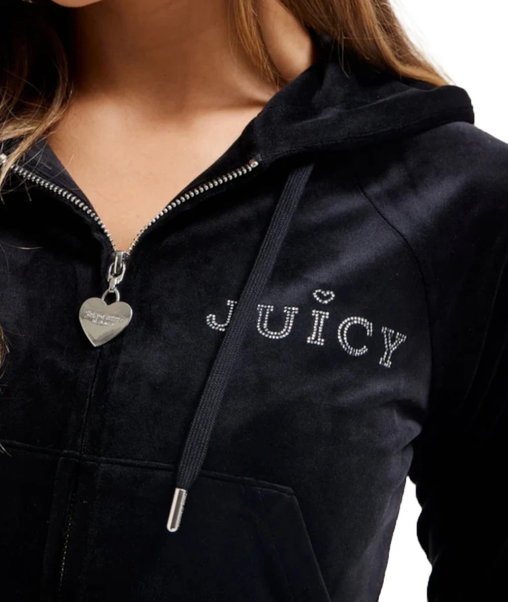 Juicy Couture Γυναικεία Βελούδινη Ζακέτα με Στρας και Κουκούλα 5