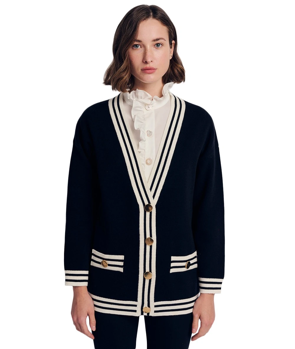 FOREL Γυναικεία Πλεκτή Ζακέτα Με Ρίγα. 1