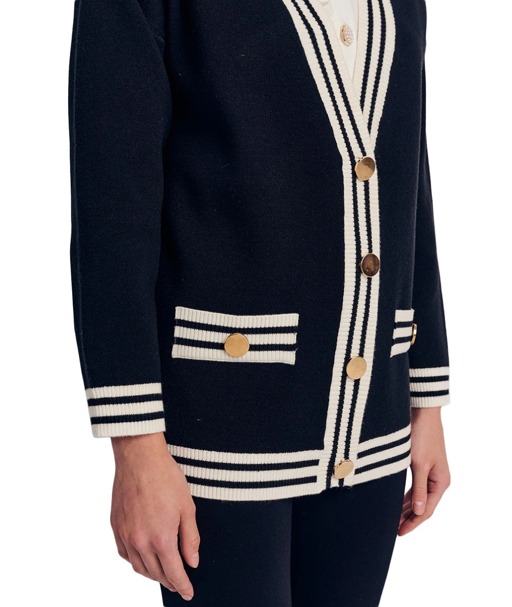 FOREL Γυναικεία Πλεκτή Ζακέτα Με Ρίγα. 4