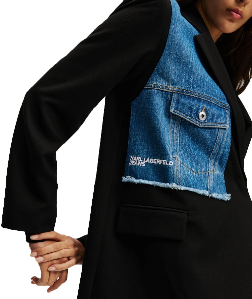 Karl Lagerfeld jeans Γυναικείο Σταυρωτό Μπλέηζερ Σακάκι Με Μίξη Υφάσματος 2