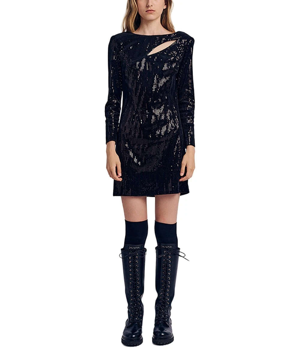 FOREL Women's Mini Black Sequin Dress 1