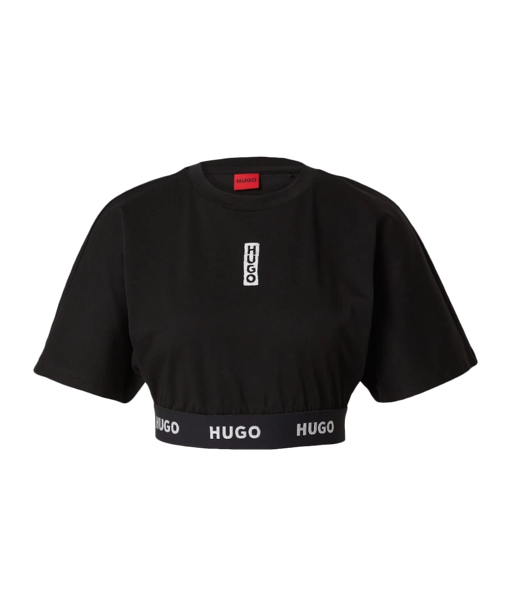 Hugo Women's Cotton Jersey Cropped T-Shirt with Logo Waistband  1