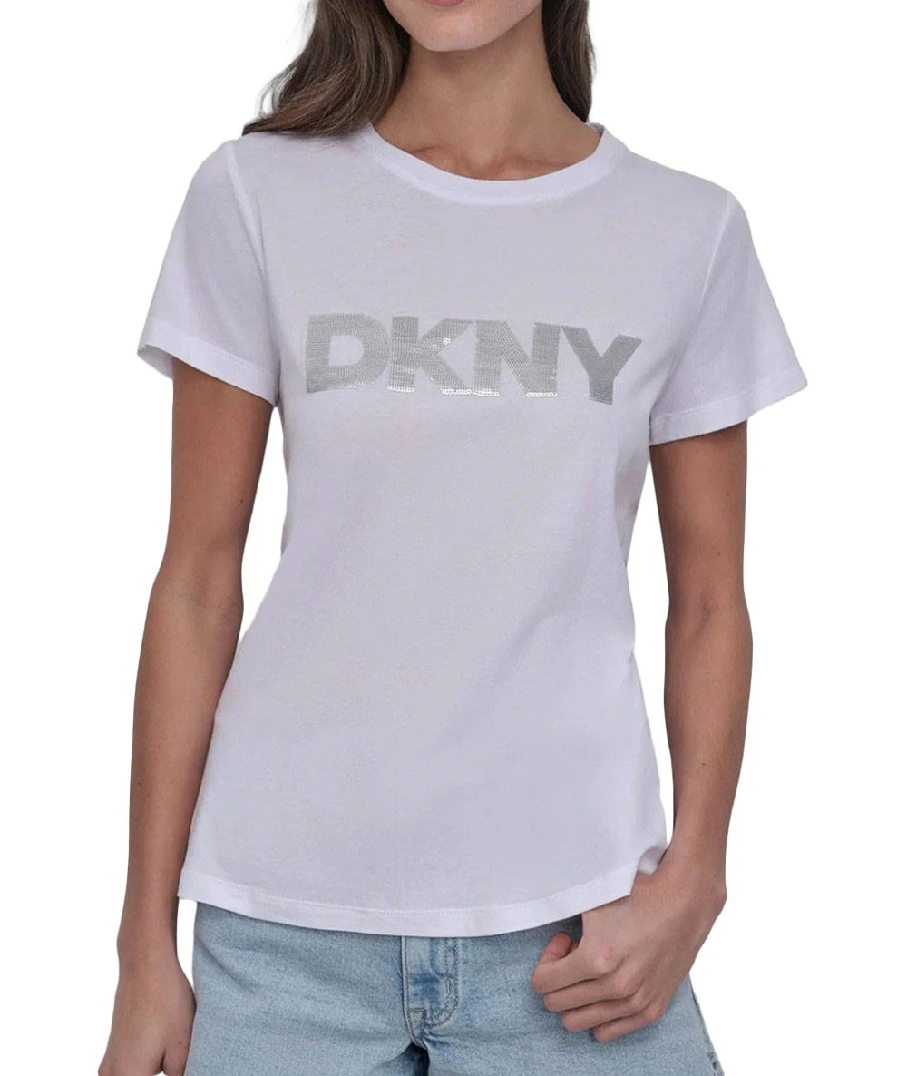 DKNY Women's Short Sleeve T-Shirt With Front Logo 1