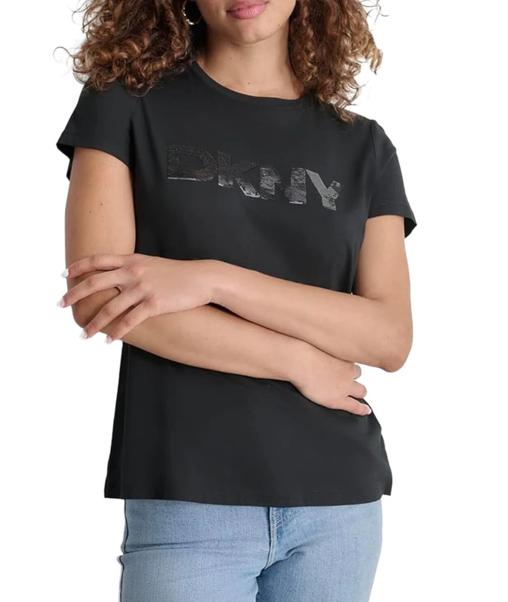DKNY Women's Short Sleeve T-Shirt With Front Logo 1