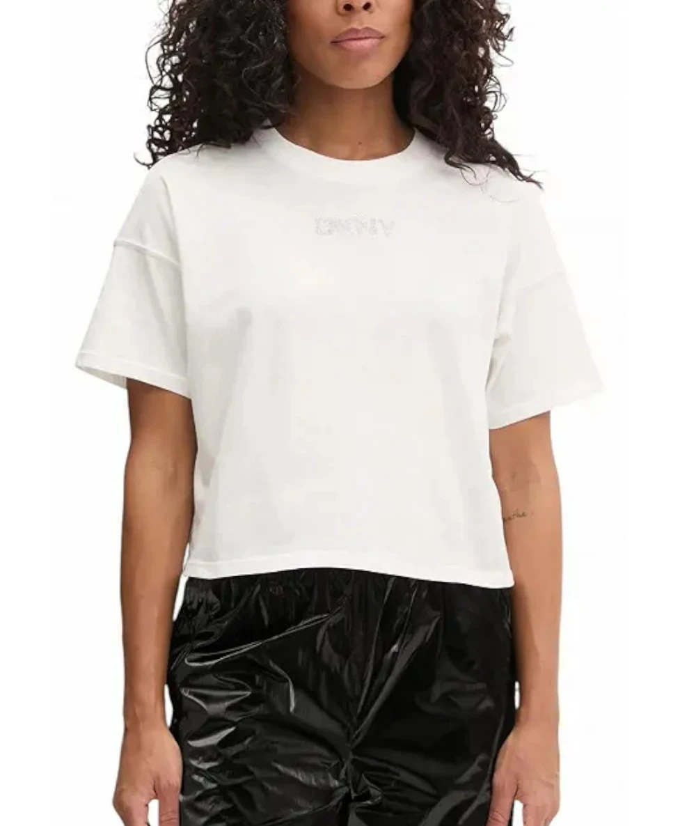 DKNY Women's T-shirt With DKNY Logo With Rhinestones On The Chest. 1