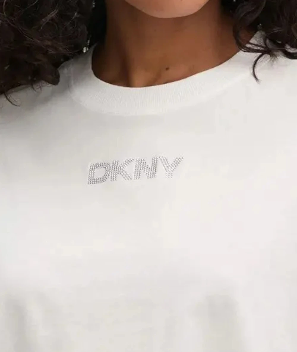 DKNY Women's T-shirt With DKNY Logo With Rhinestones On The Chest. 3