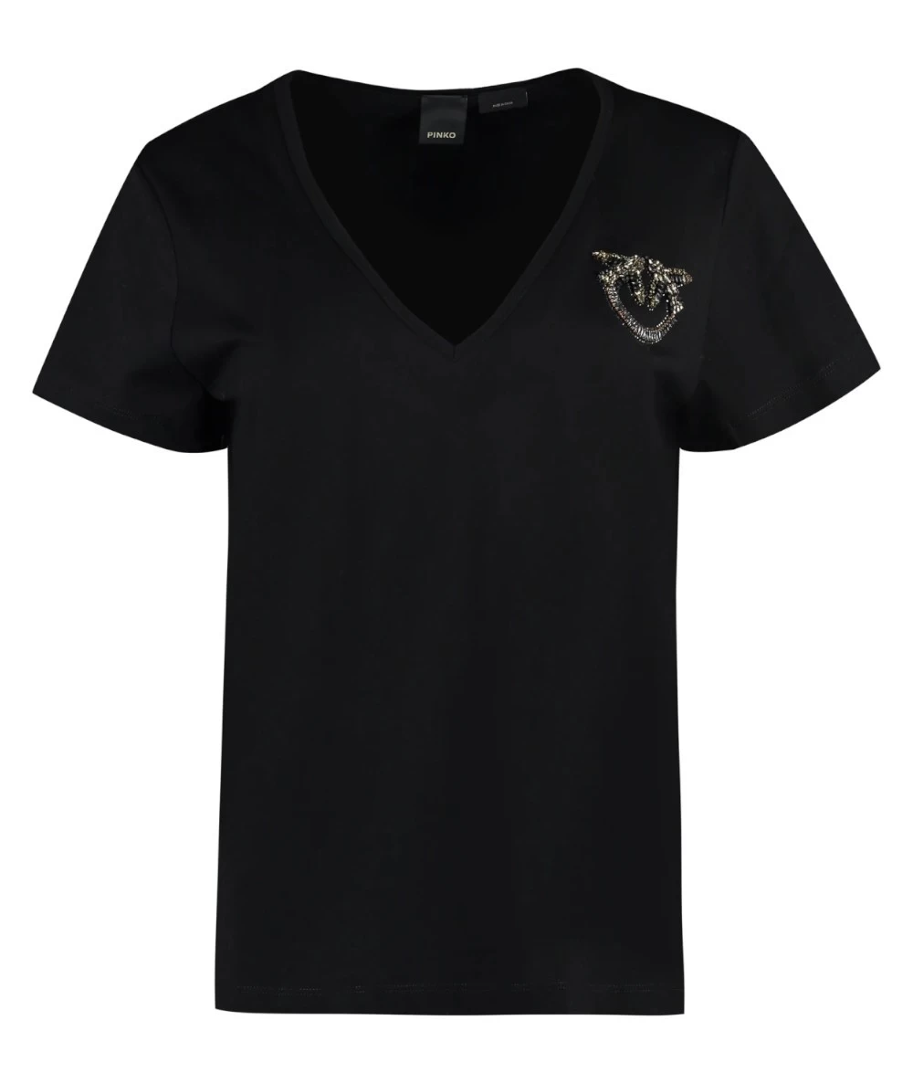 Pinko Γυναικείο T-shirt με Λογότυπο Love Birds με Στράς 1