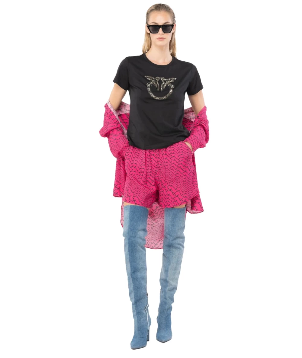 Pinko Γυναικείο T-shirt με κέντημα Love Birds 2
