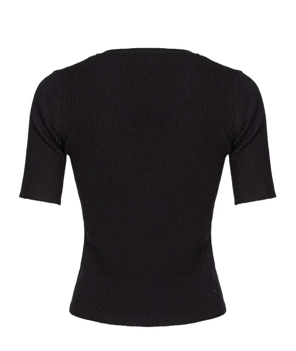 Pinko Γυναικεία Κοντομάνικη Μάλλινη Μπλούζα με Λογότυπο 4