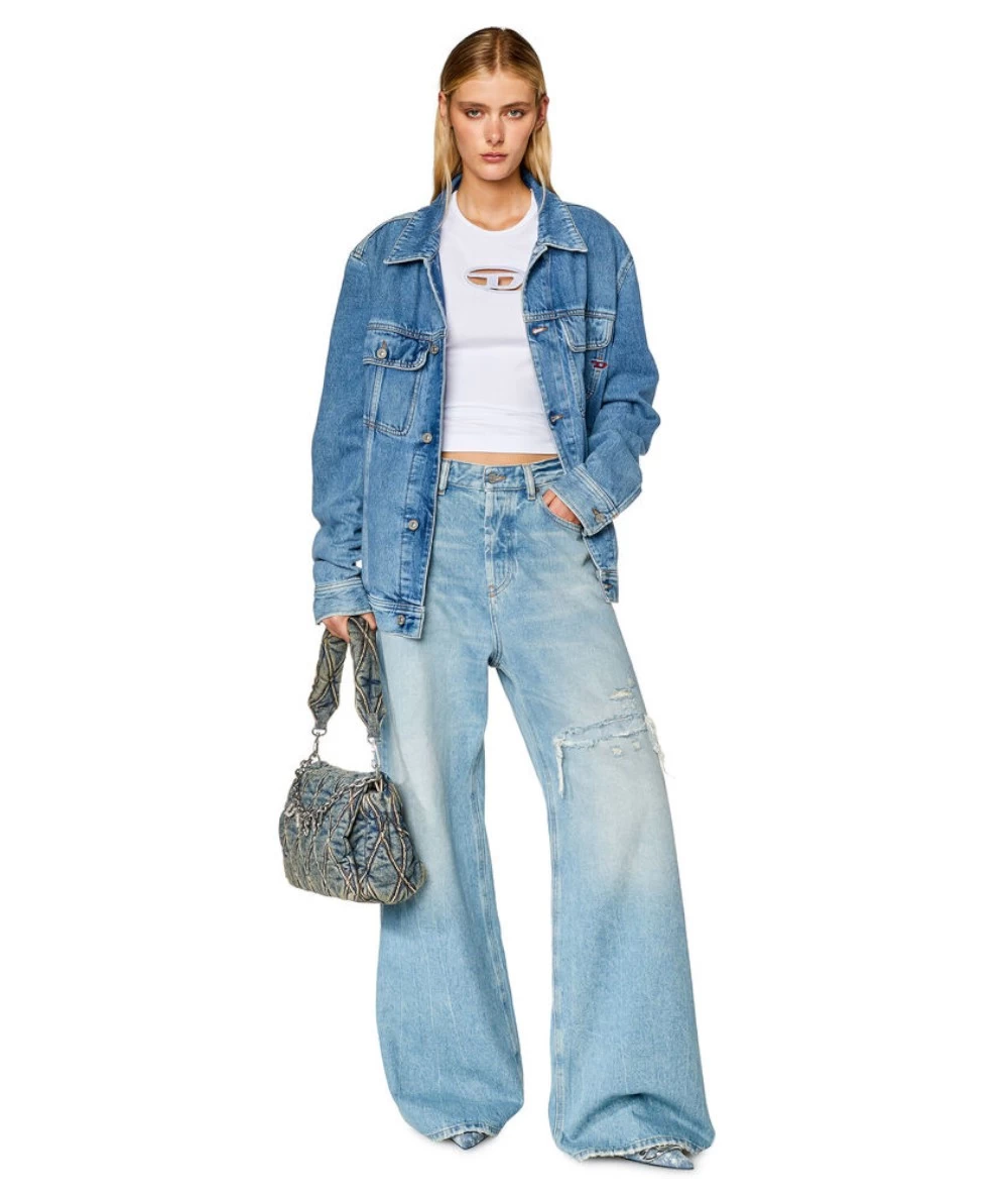 DIESEL Women's T-shirt With Oval D'' Logo On The Chest. 3