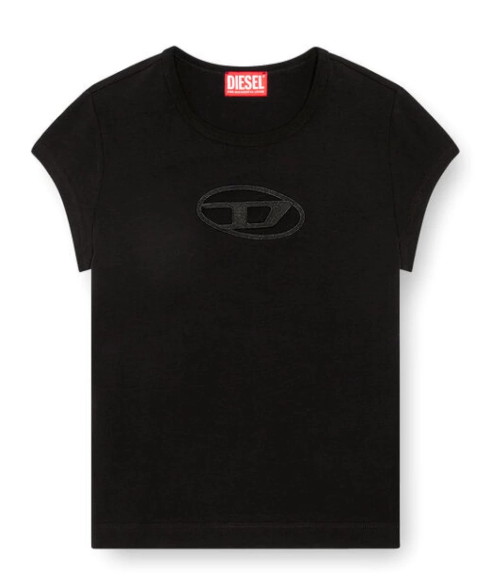 DIESEL Women's T-shirt With Oval D'' Logo On The Chest. 4