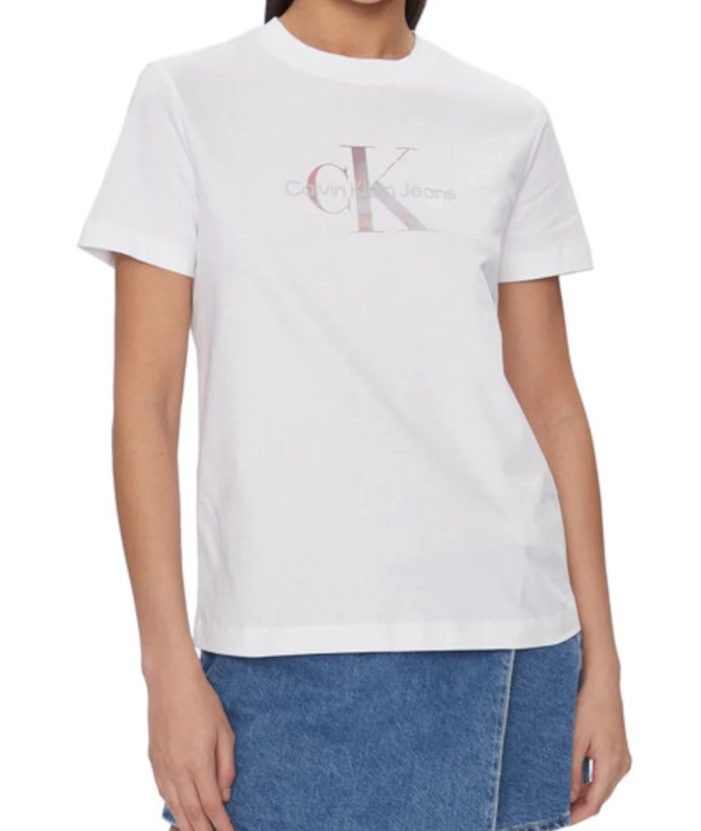 Calvin Klein Women's T-shirt With Iridescent Logo. 1