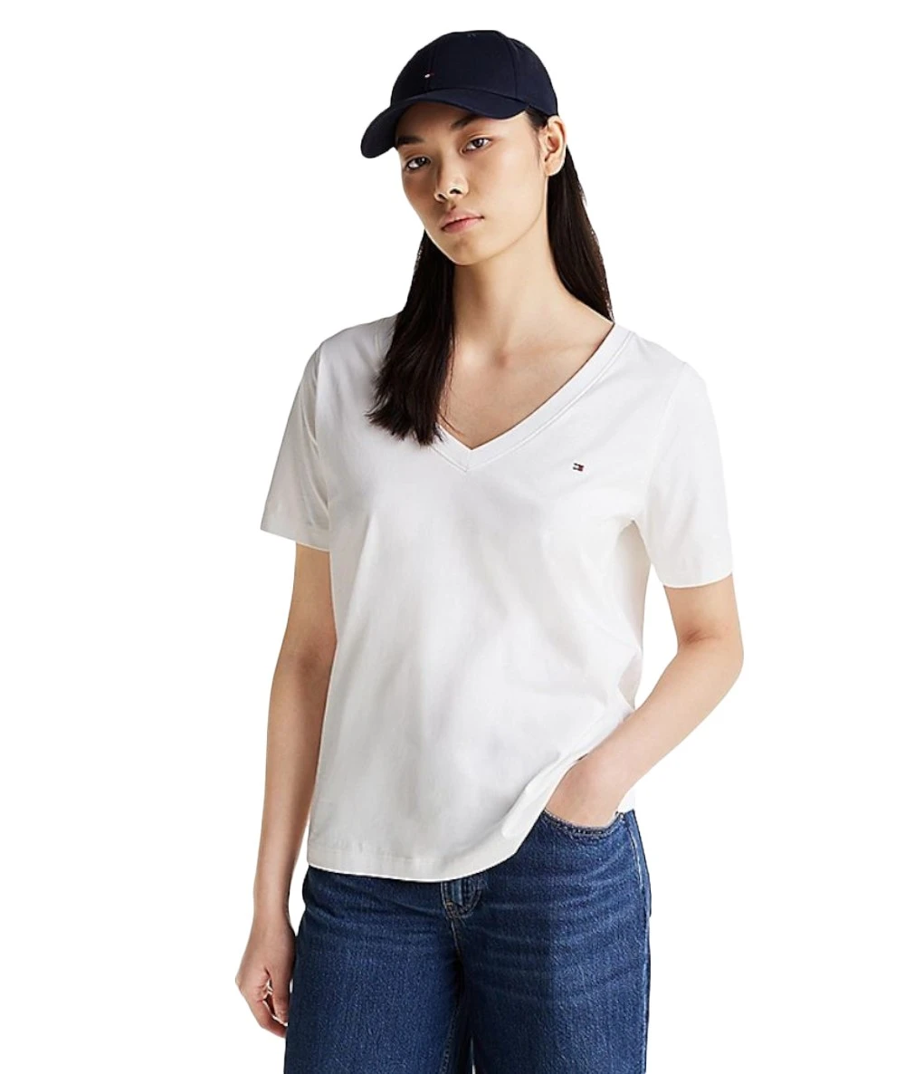 Tommy Hilfiger Γυναικείο T-shirt Με V Λαιμόκοψη. 2