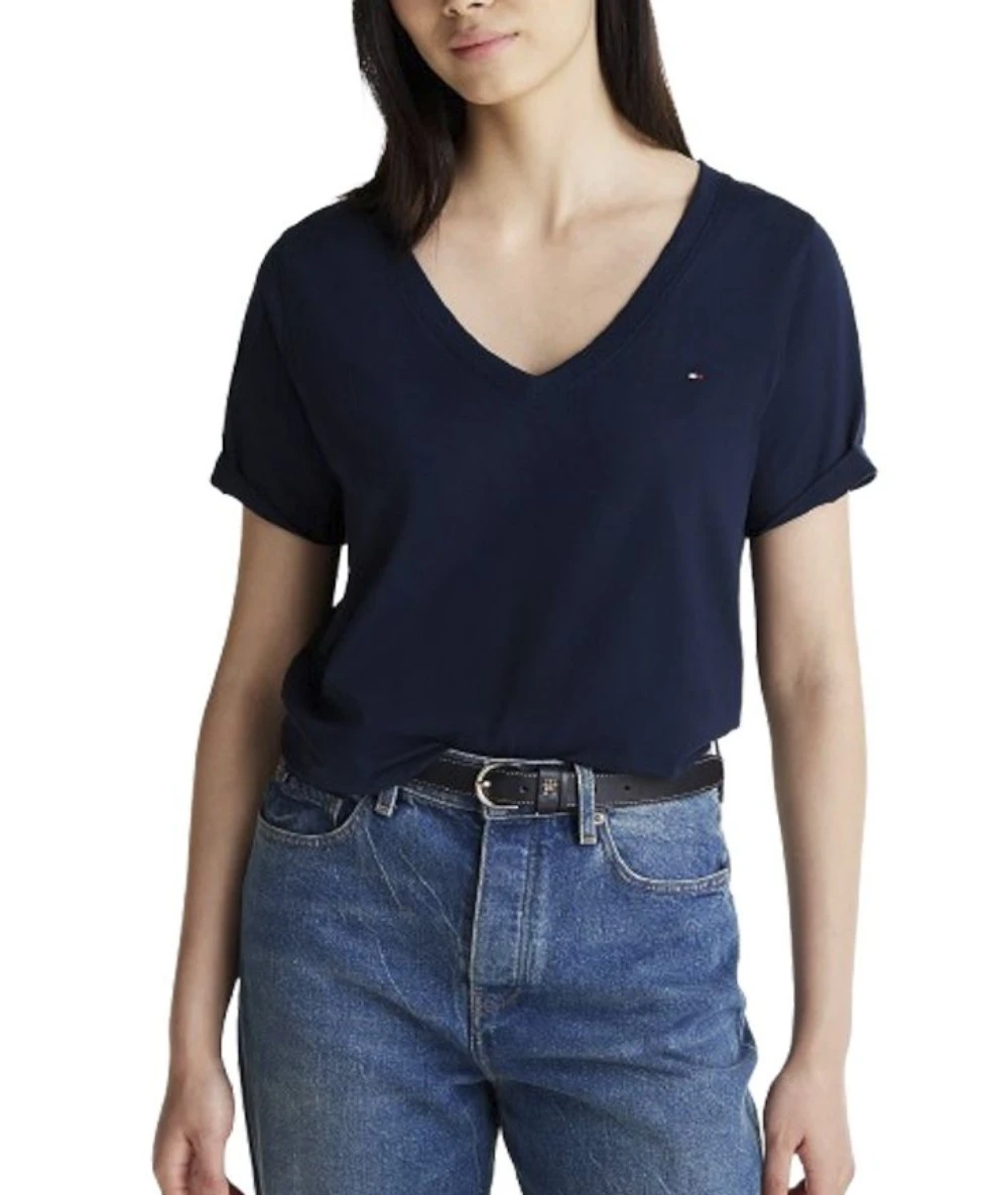 Tommy Hilfiger Γυναικείο T-shirt Με V Λαιμόκοψη. 1