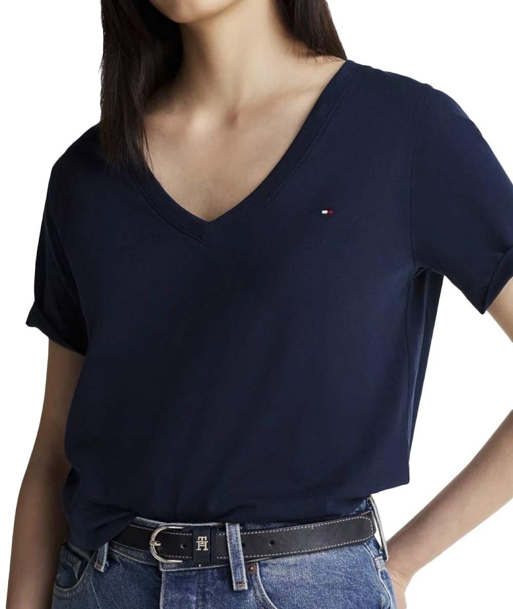 Tommy Hilfiger Γυναικείο T-shirt Με V Λαιμόκοψη. 2