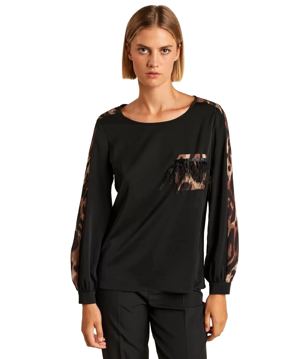 FOREL Women's blouse with animal print details  1