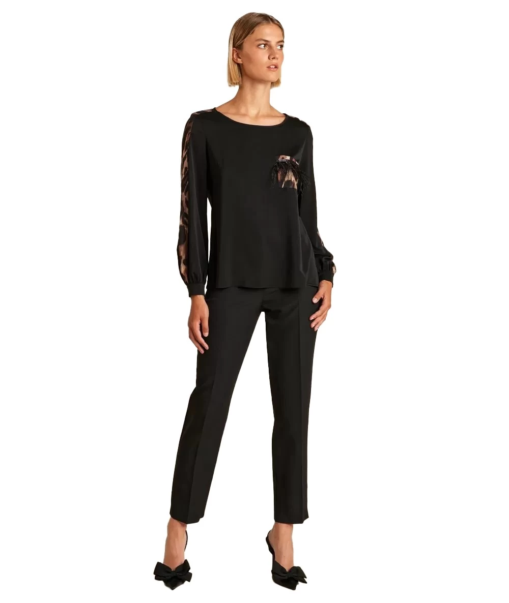 FOREL Women's blouse with animal print details  2