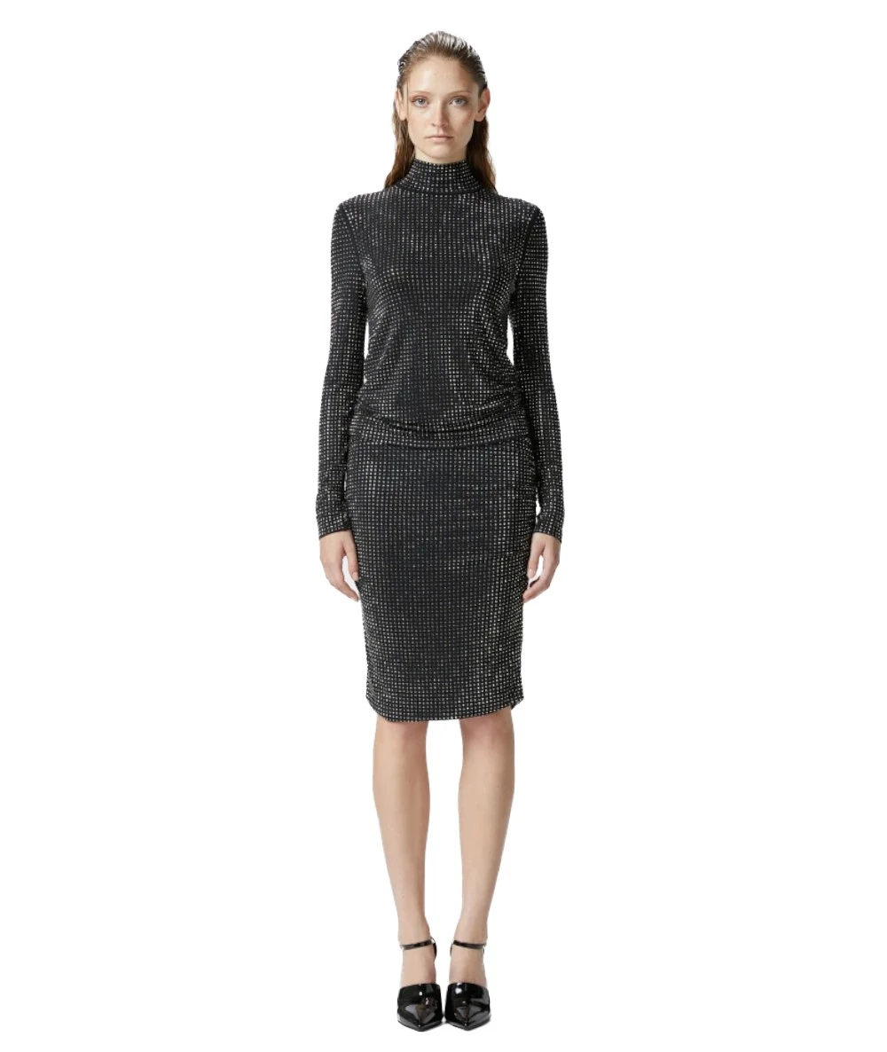 PINKO High-collared jersey blouse with rhinestones 3