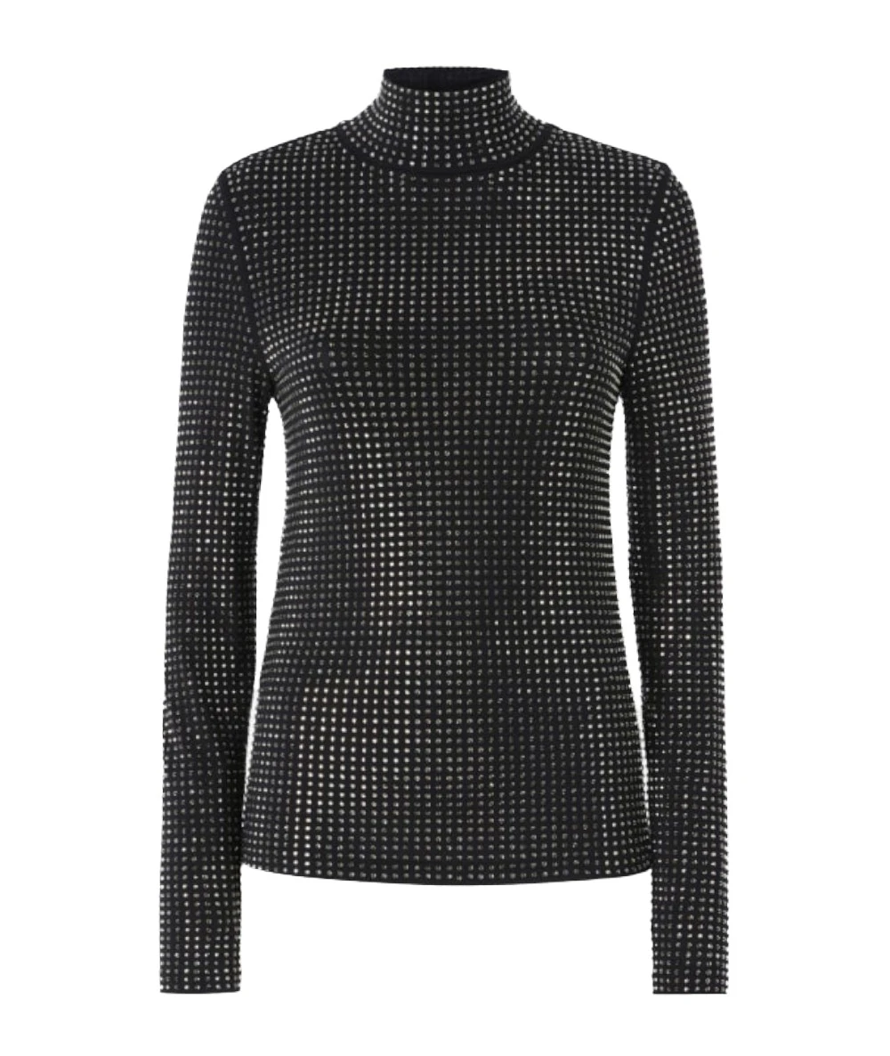 PINKO High-collared jersey blouse with rhinestones 5