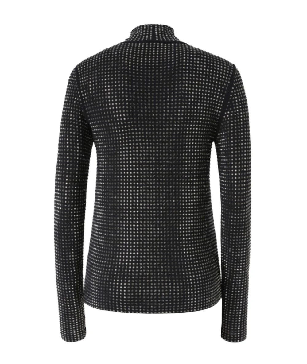PINKO High-collared jersey blouse with rhinestones 6