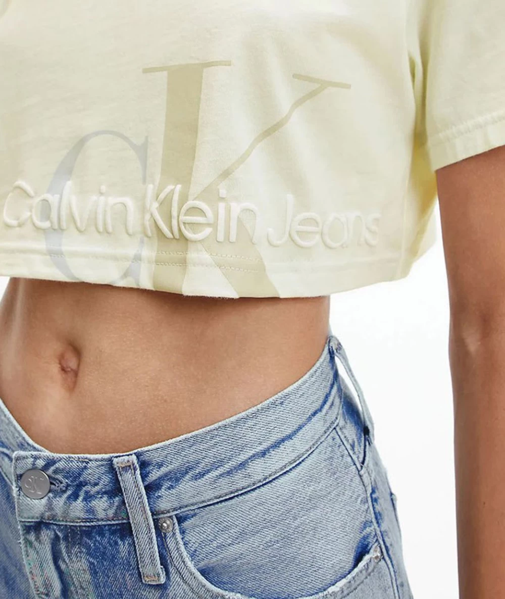 Women's Top Calvin Klein Two Tone Monogram Cropped Tee 3