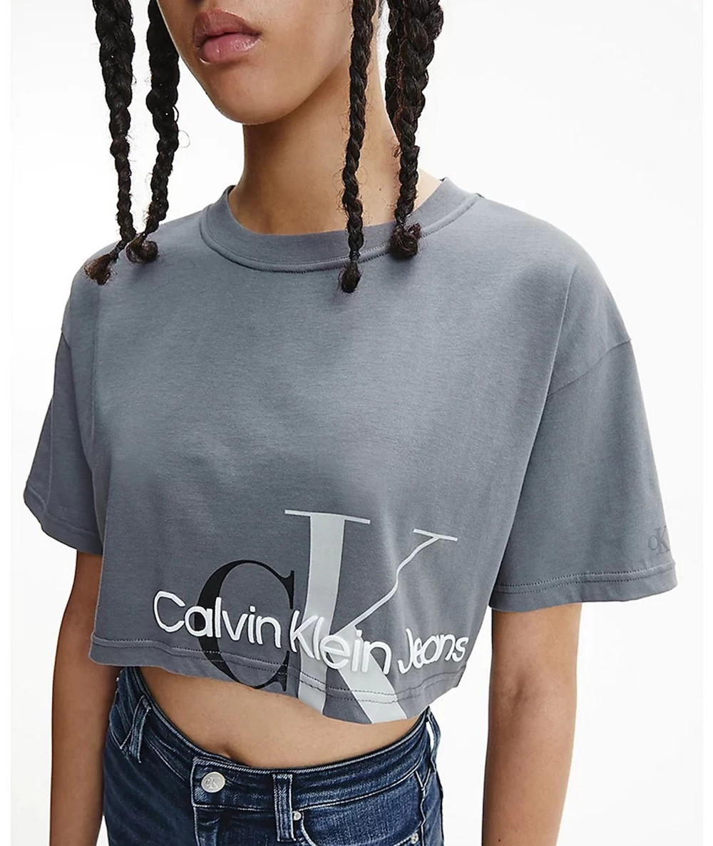 Women's Top Calvin Klein Two Tone Monogram Cropped Tee 3