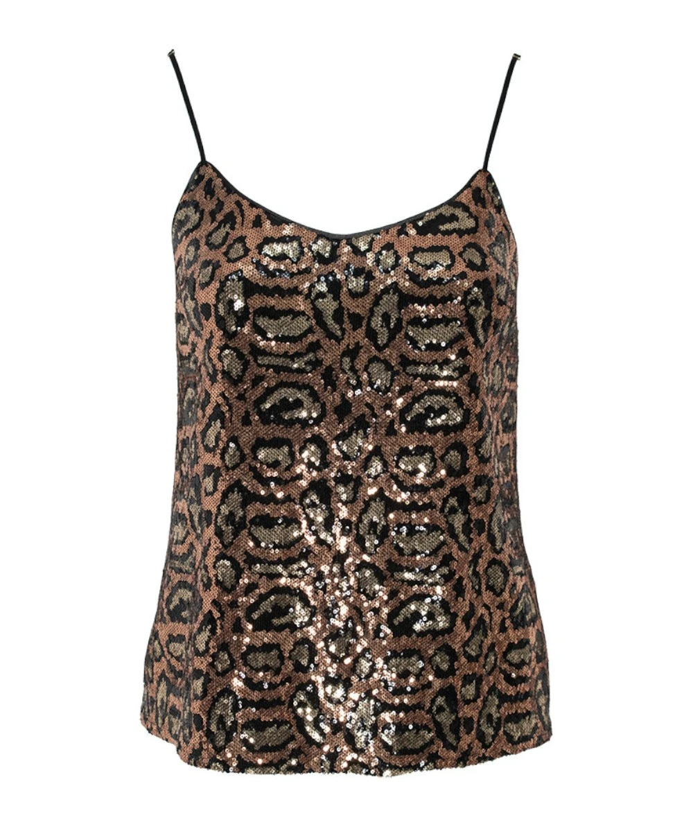 FOREL Γυναικείο Τοπ φανελάκι Μπρονζέ Με Animal Print  Παγιέτα. 3