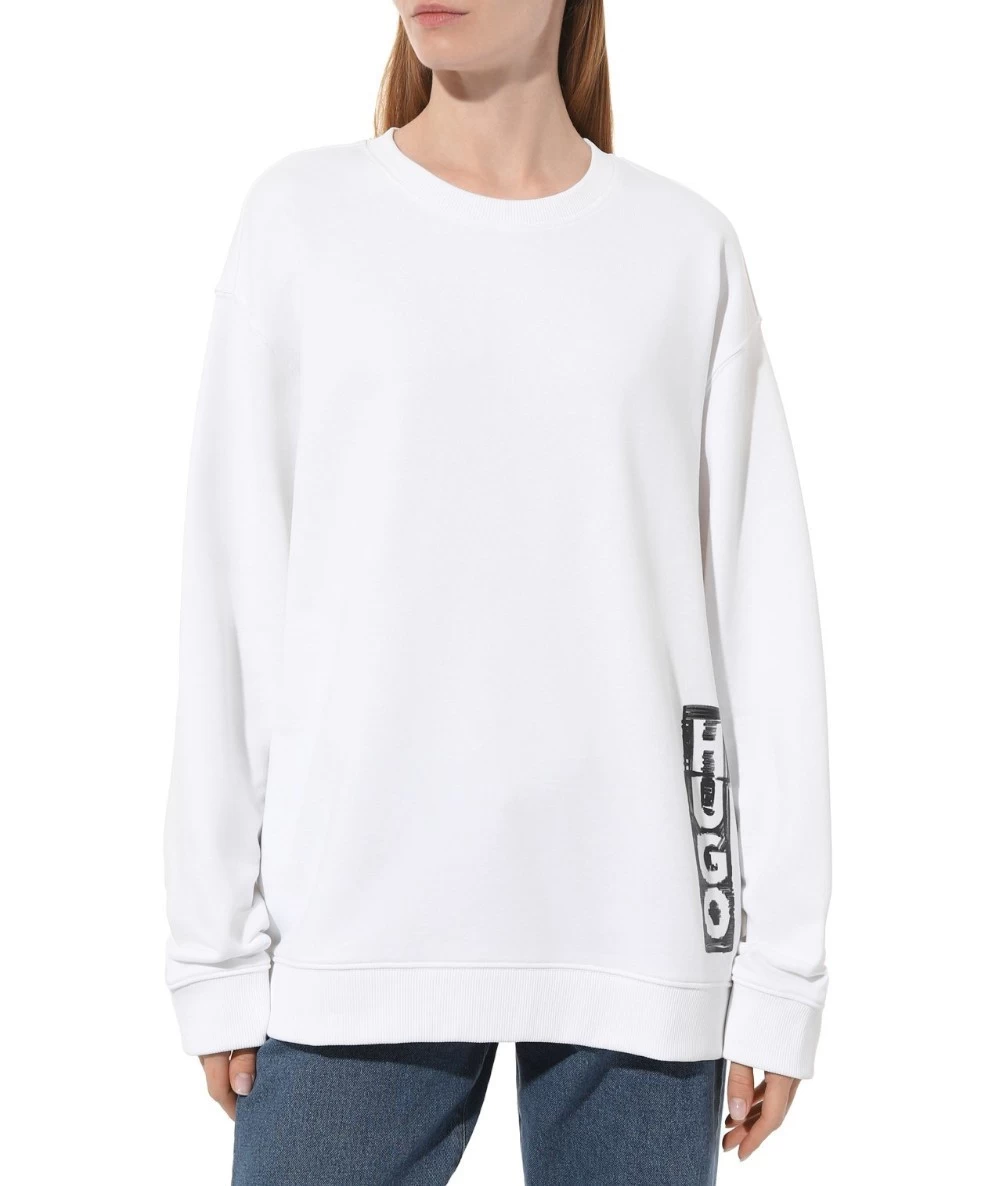 Hugo Women's Oversized-Fit Sweatshirt in French Terry with Logo Detail. 1