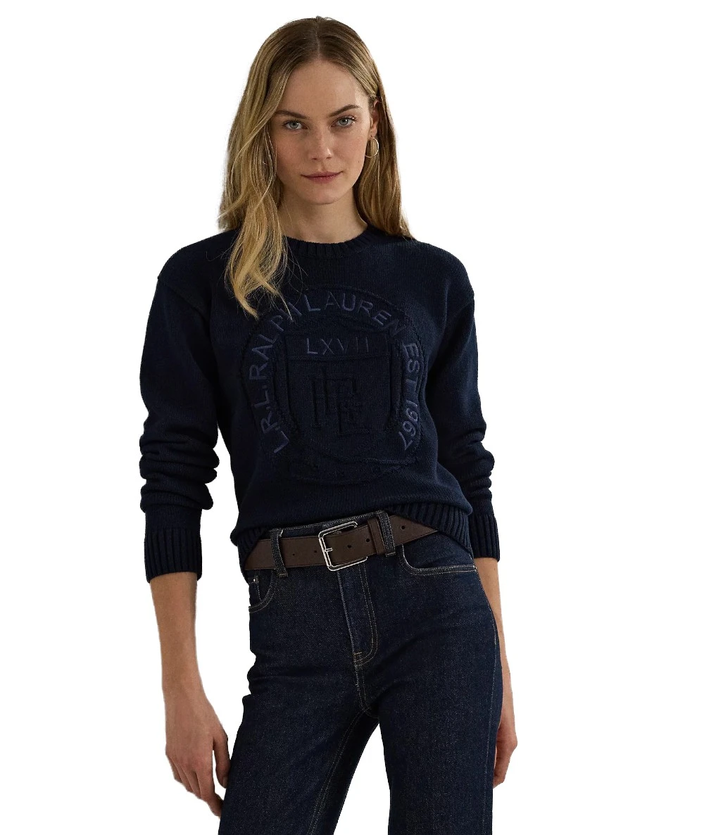 Ralph Lauren Women's Sweater With Embroidered House Logo On The Front. 1