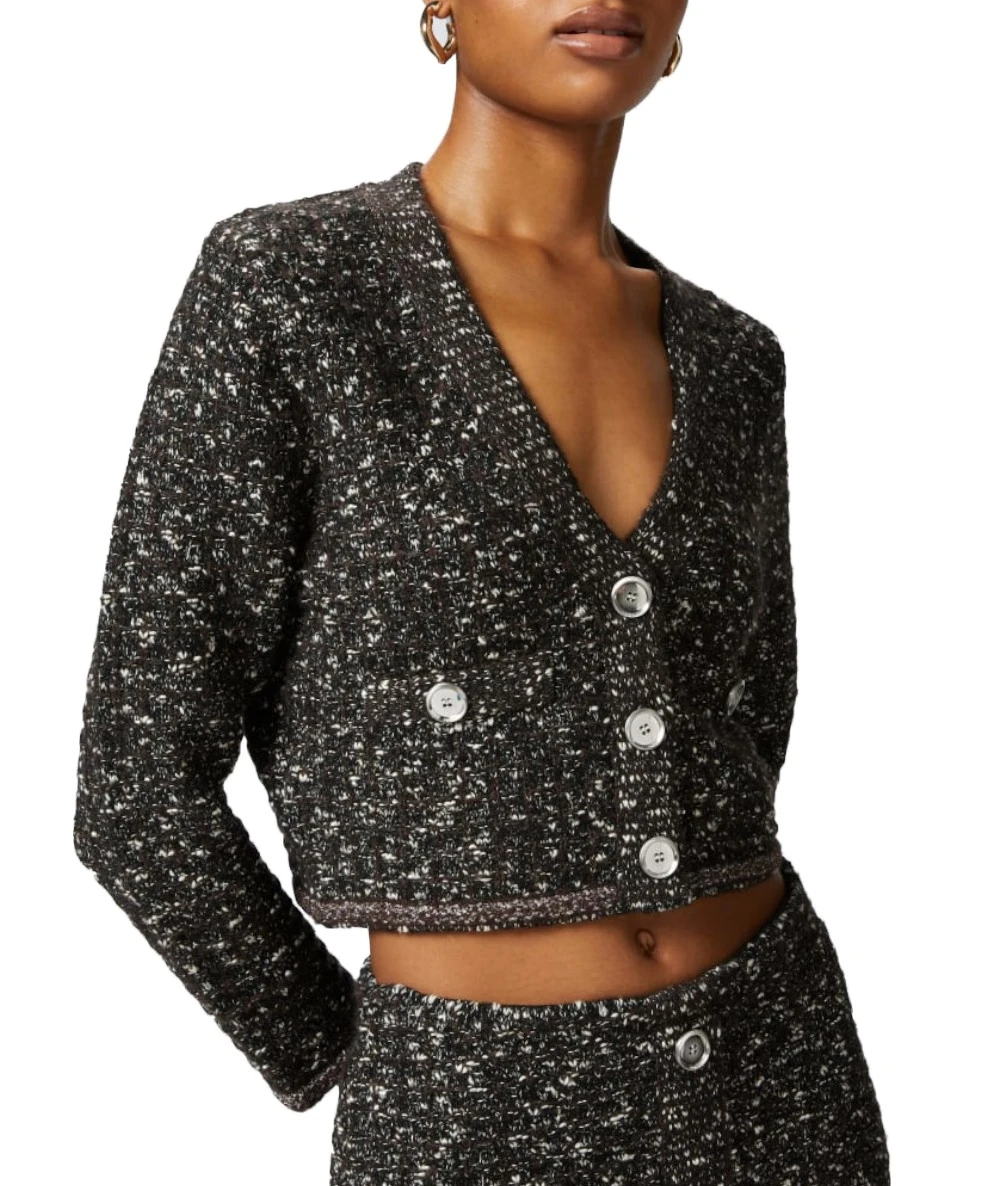 Pinko Γυναικείο Κοντή Ζακέτα Με Παγιέτες Και Λαιμόκοψη V 2