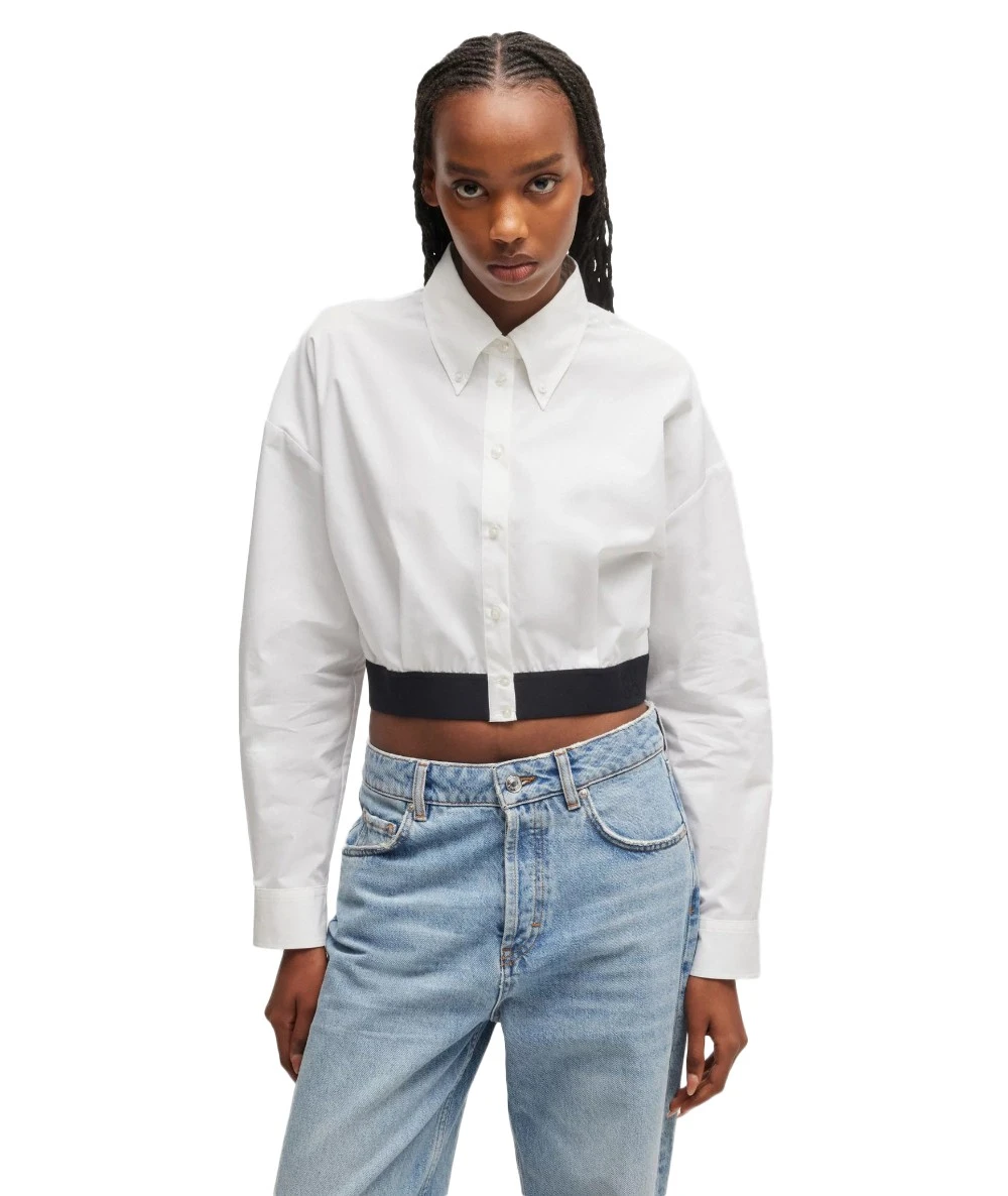 Hugo Γυναικείο Cropped Πουκάμισο Από Μαλακή Ποπλίνα 1