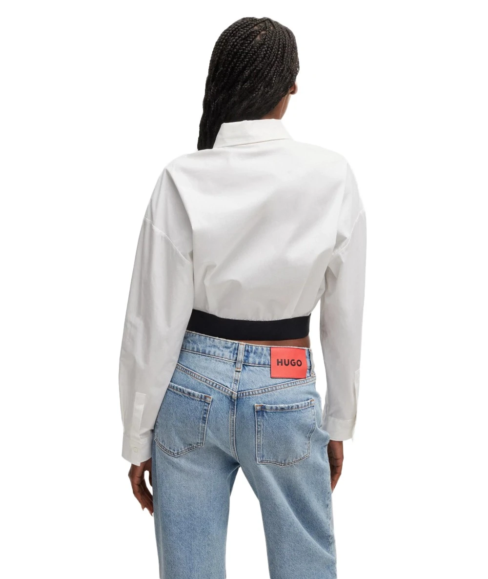 Hugo Γυναικείο Cropped Πουκάμισο Από Μαλακή Ποπλίνα 2