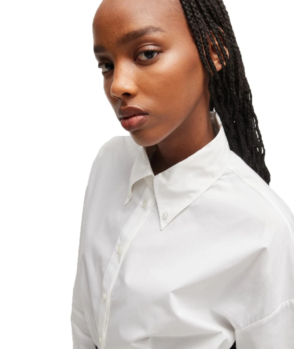 Hugo Γυναικείο Cropped Πουκάμισο Από Μαλακή Ποπλίνα 3