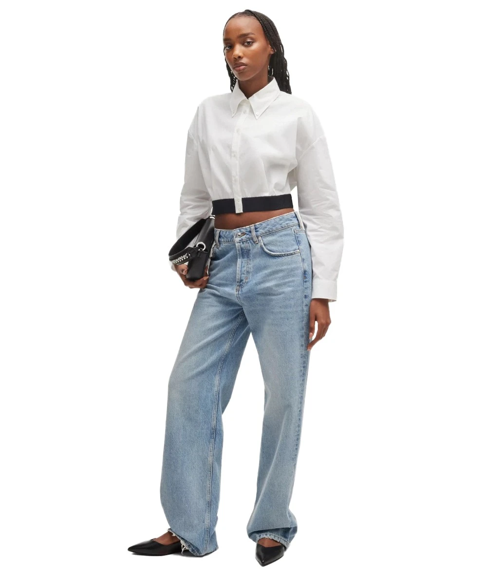 Hugo Γυναικείο Cropped Πουκάμισο Από Μαλακή Ποπλίνα 4