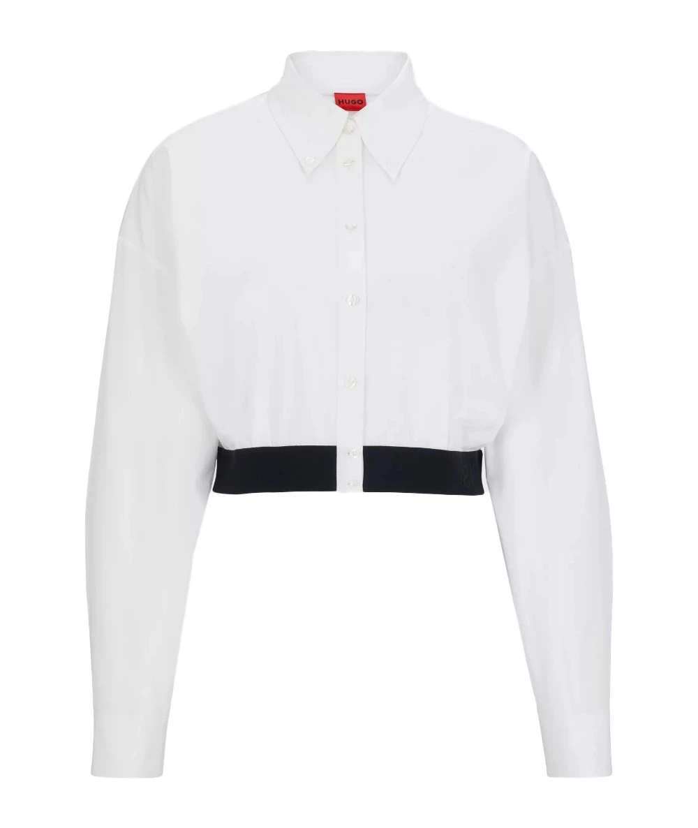 Hugo Γυναικείο Cropped Πουκάμισο Από Μαλακή Ποπλίνα 5