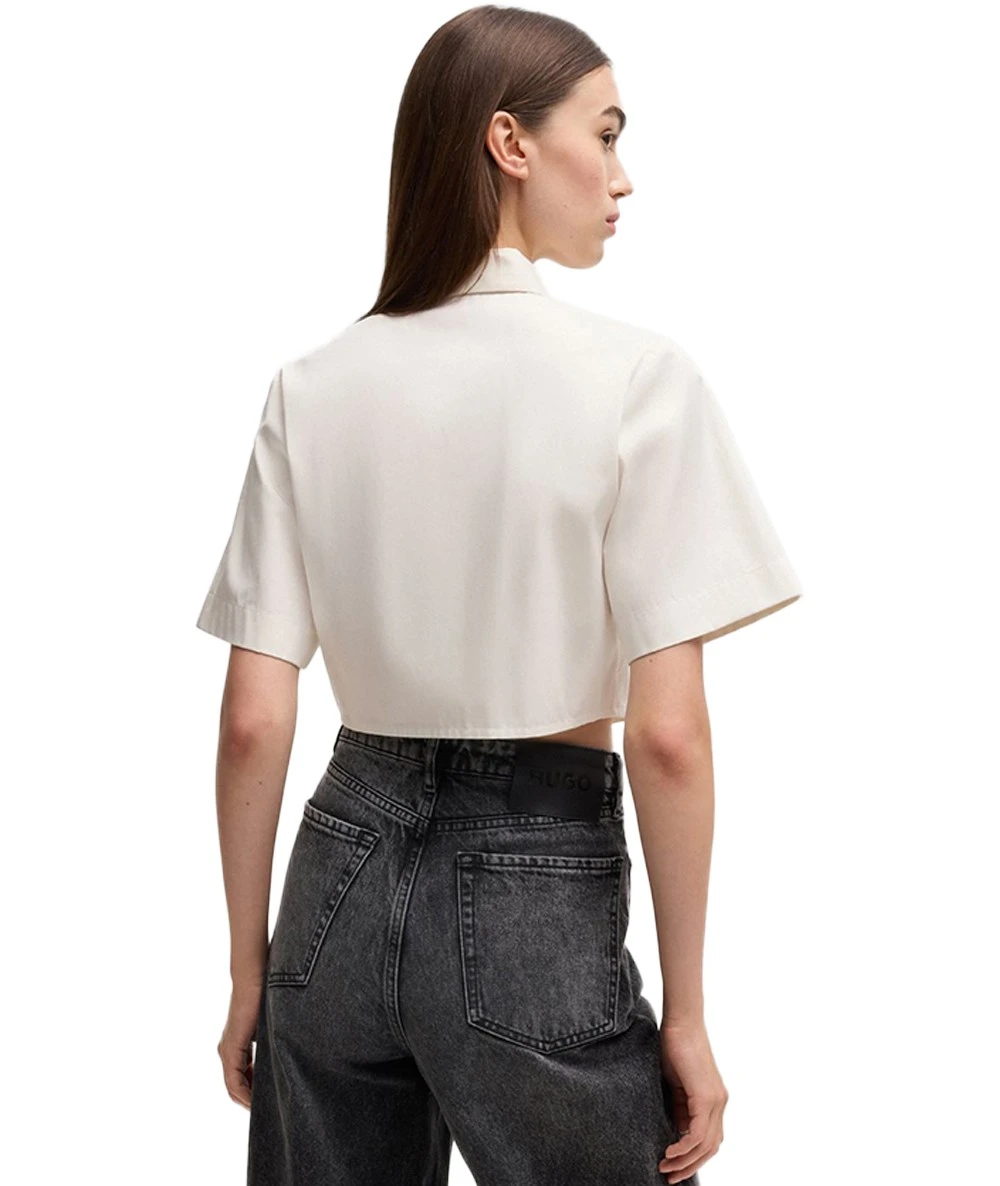 Hugo Boss Γυναικείο Κοντομάνικο Πουκάμισο Cropped τοπ Regular fit 3