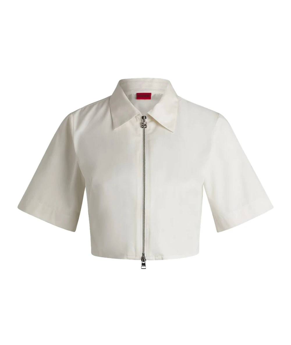 Hugo Boss Γυναικείο Κοντομάνικο Πουκάμισο Cropped τοπ Regular fit 5