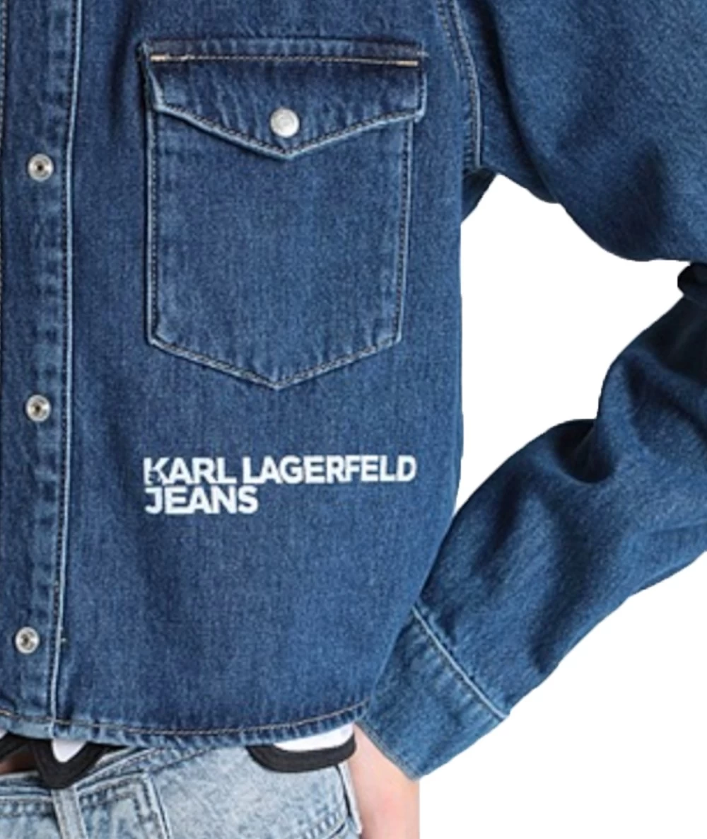 KARL LAGERFELD JEANS Women's Cropped Denim Shirt 4