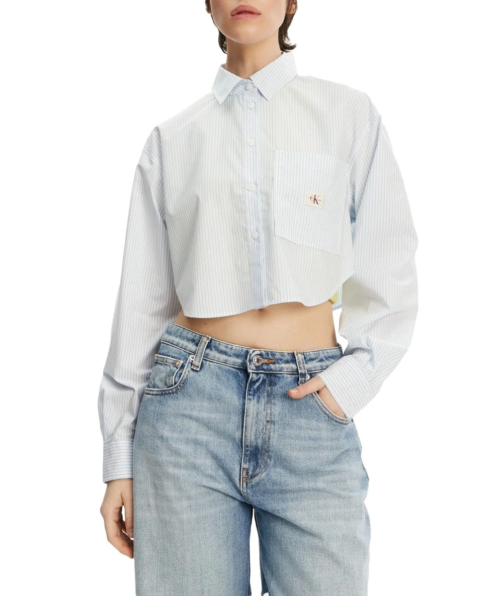 Calvin Klein Γυναικείο Crop Ριγέ Πουκάμισο 1