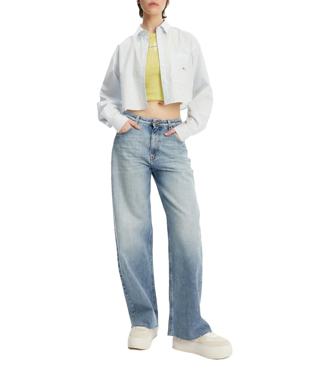 Calvin Klein Γυναικείο Crop Ριγέ Πουκάμισο 5