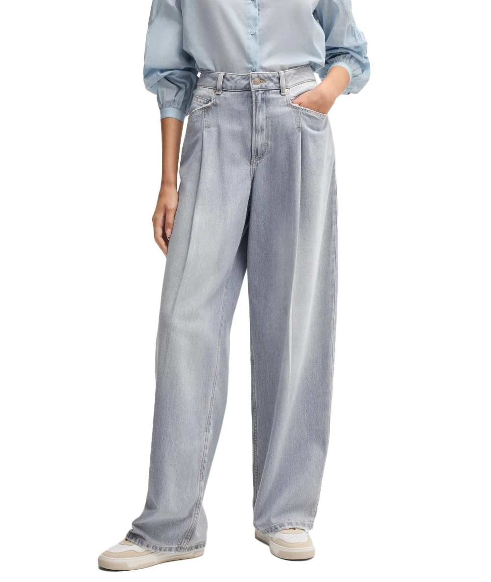 BOSS Women's High-Waisted Wide Leg Jeans in a Relaxed Fit. 1