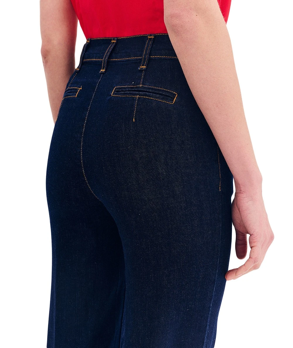 FOREL Women's Straight-Width Jeans With Gold Buttons. 3