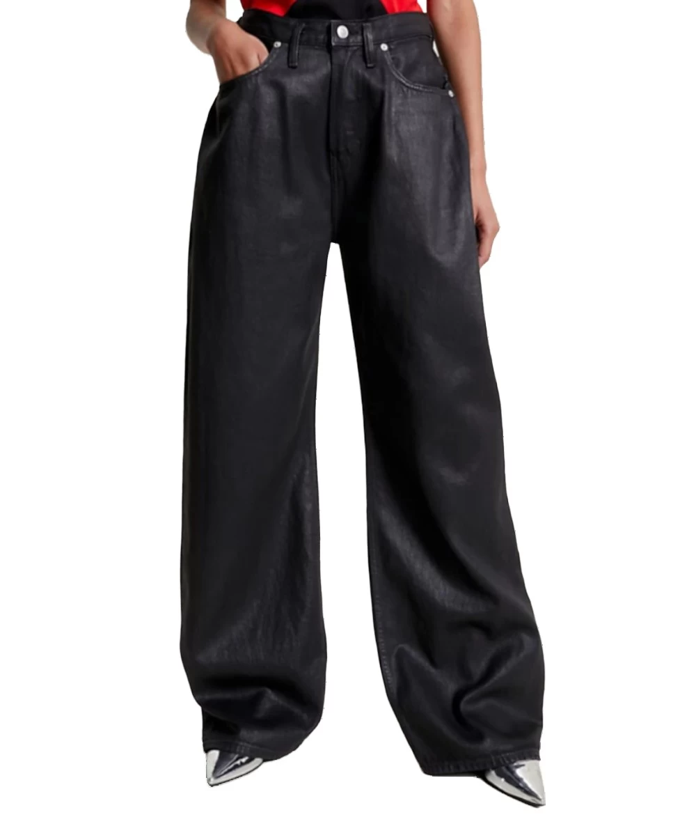 Tommy Hilfiger Mid Rise Relaxed Coated Black Jeans  1