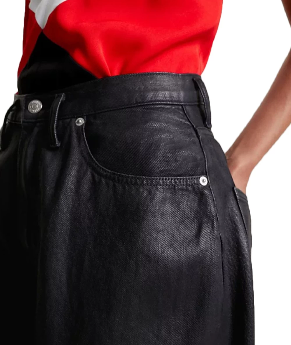 Tommy Hilfiger Mid Rise Relaxed Coated Black Jeans  4